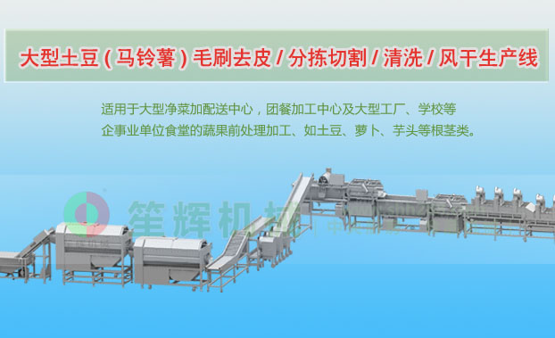 休宁连续式土豆去皮清洗切割风干生产线